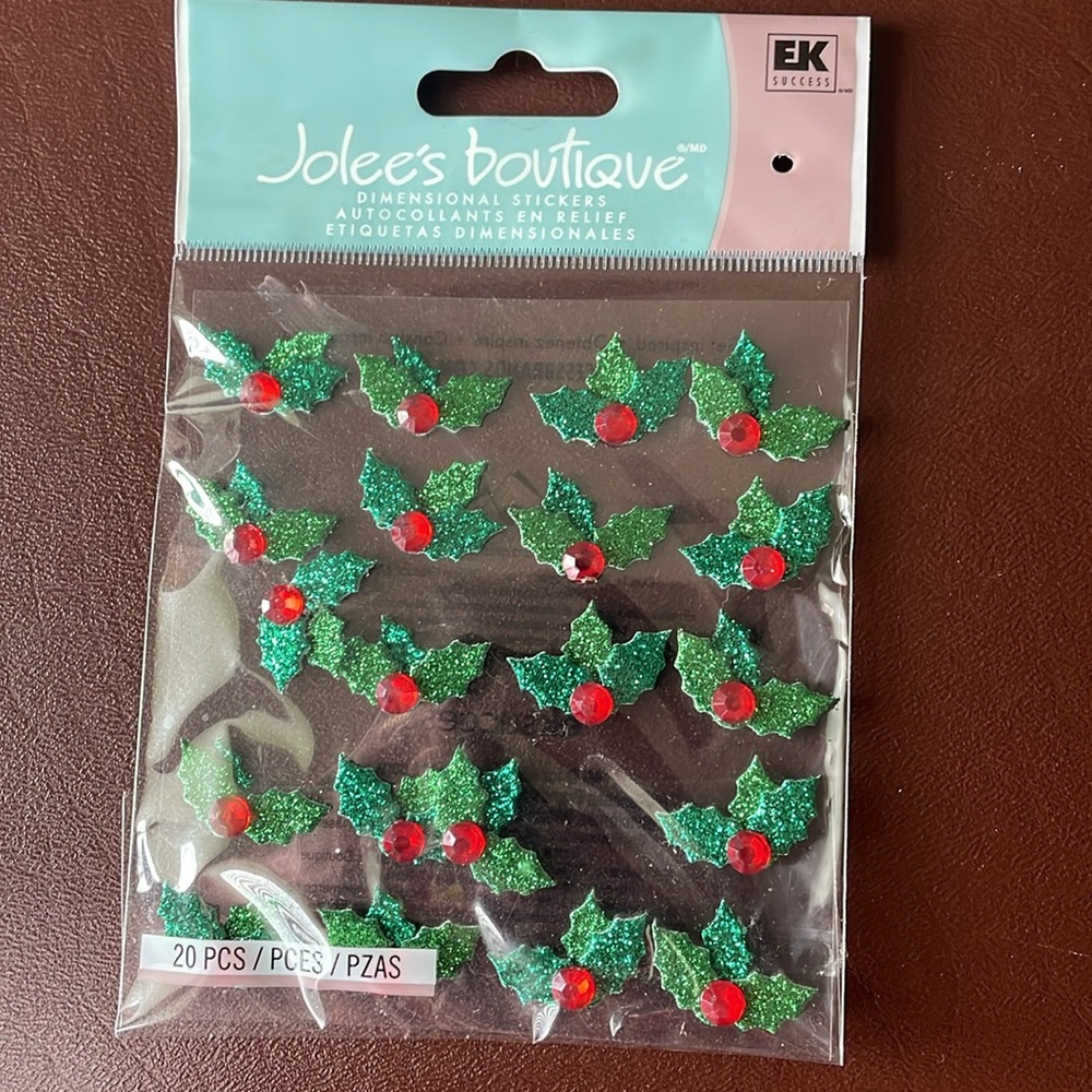 Jolee's Boutique 3D Stickers CHRISTMAS HOLLY REPEATS.
